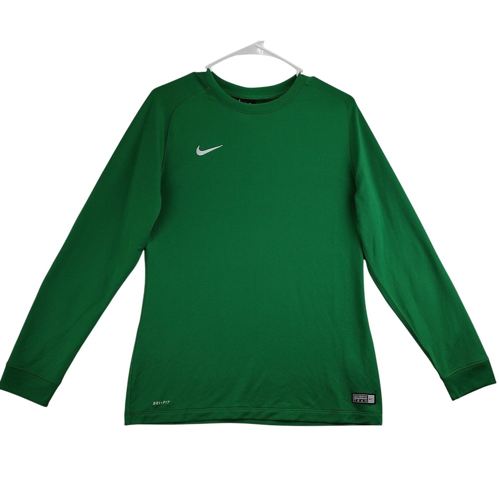 Nike Dri-FIT Authentic Team Training Shirt Womens M Green Athletic Long‎ Sleeve